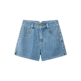 Women's High-Waisted Textured Denim Shorts